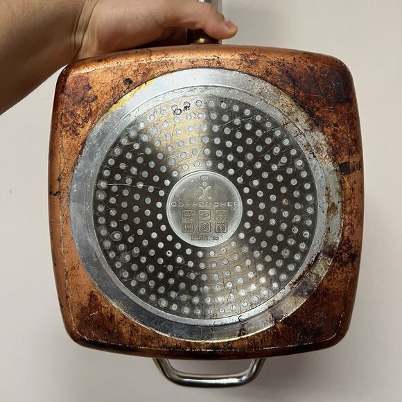 All in One Pan Copper Chef Pan 9.5-Inch Nonstick Deep Square Induction Frying - Picture 13 of 13